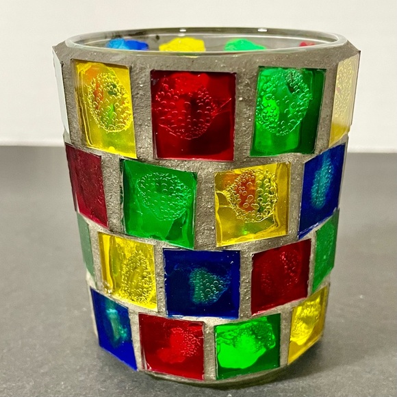 Vintage Stained Glass Candle Votive Holder Marked KIG China Jiali Christmas - Picture 3 of 8